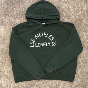 LONELY GHOST Los Angeles Lonely Forest Green Hoodie with White Lettering
